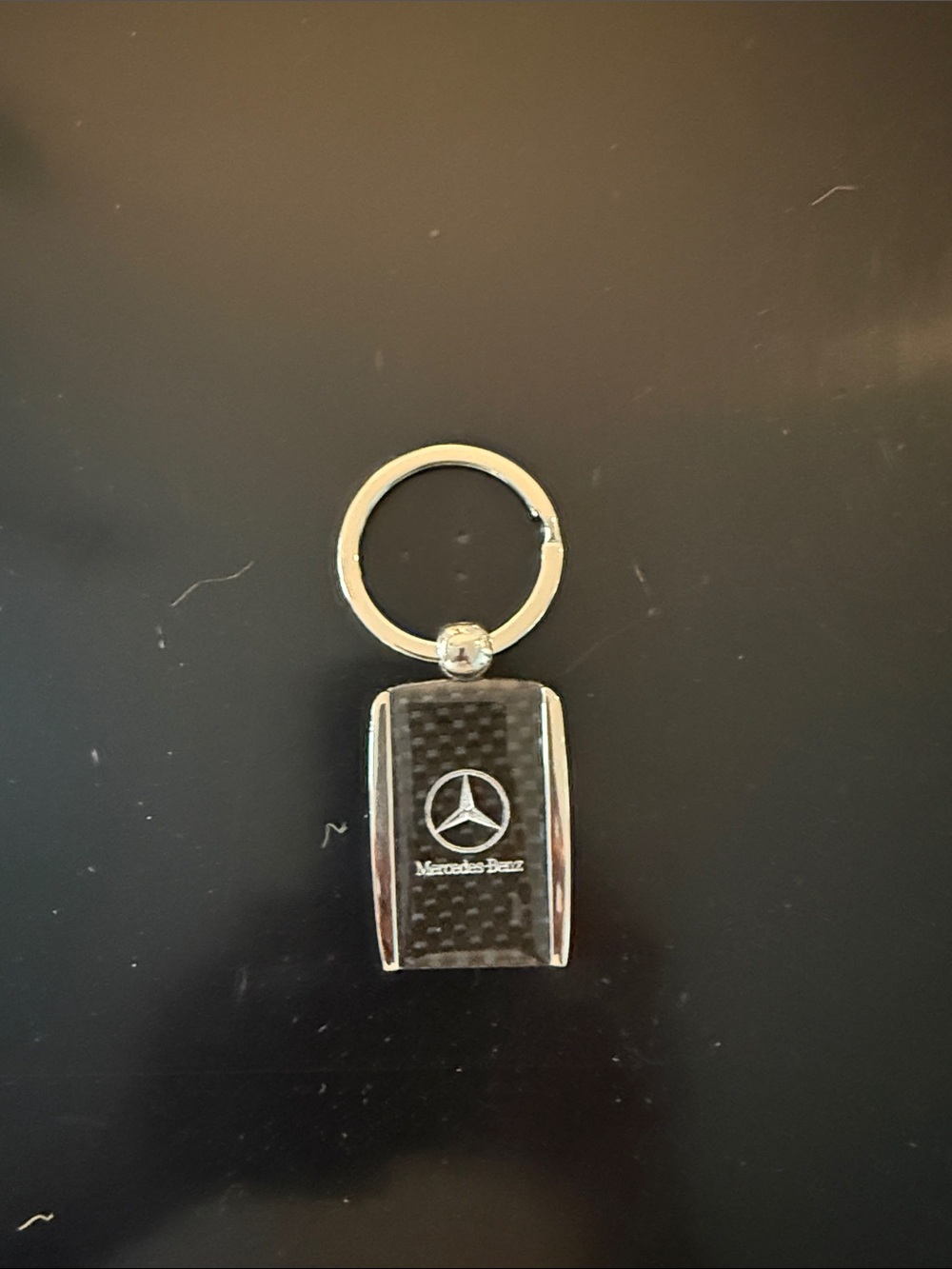 Black Carbon Fiber Keychain with Chrome Accents